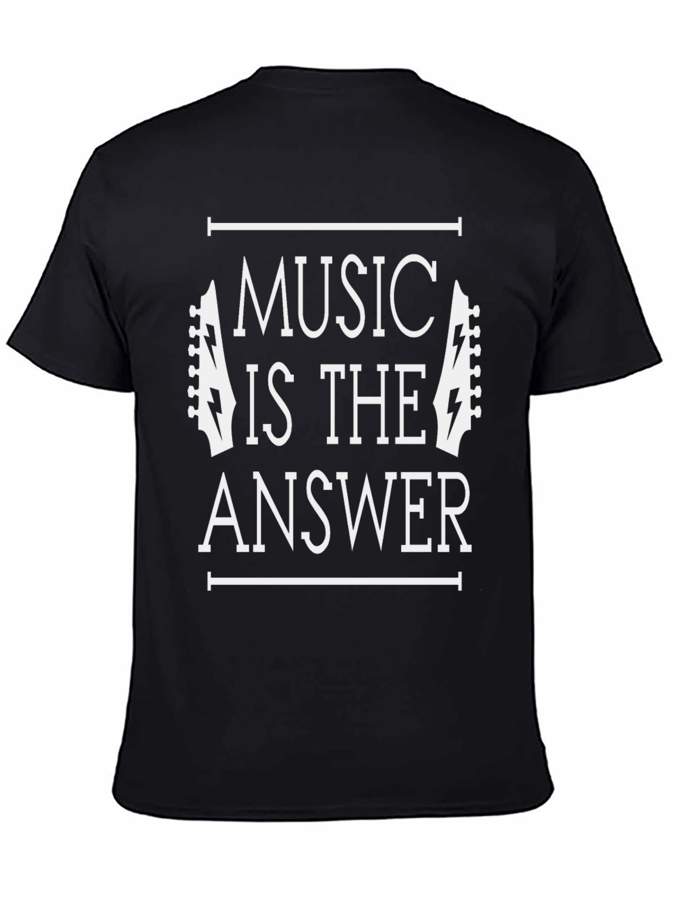 Music is the Answer Black Graphic Tee Shirt