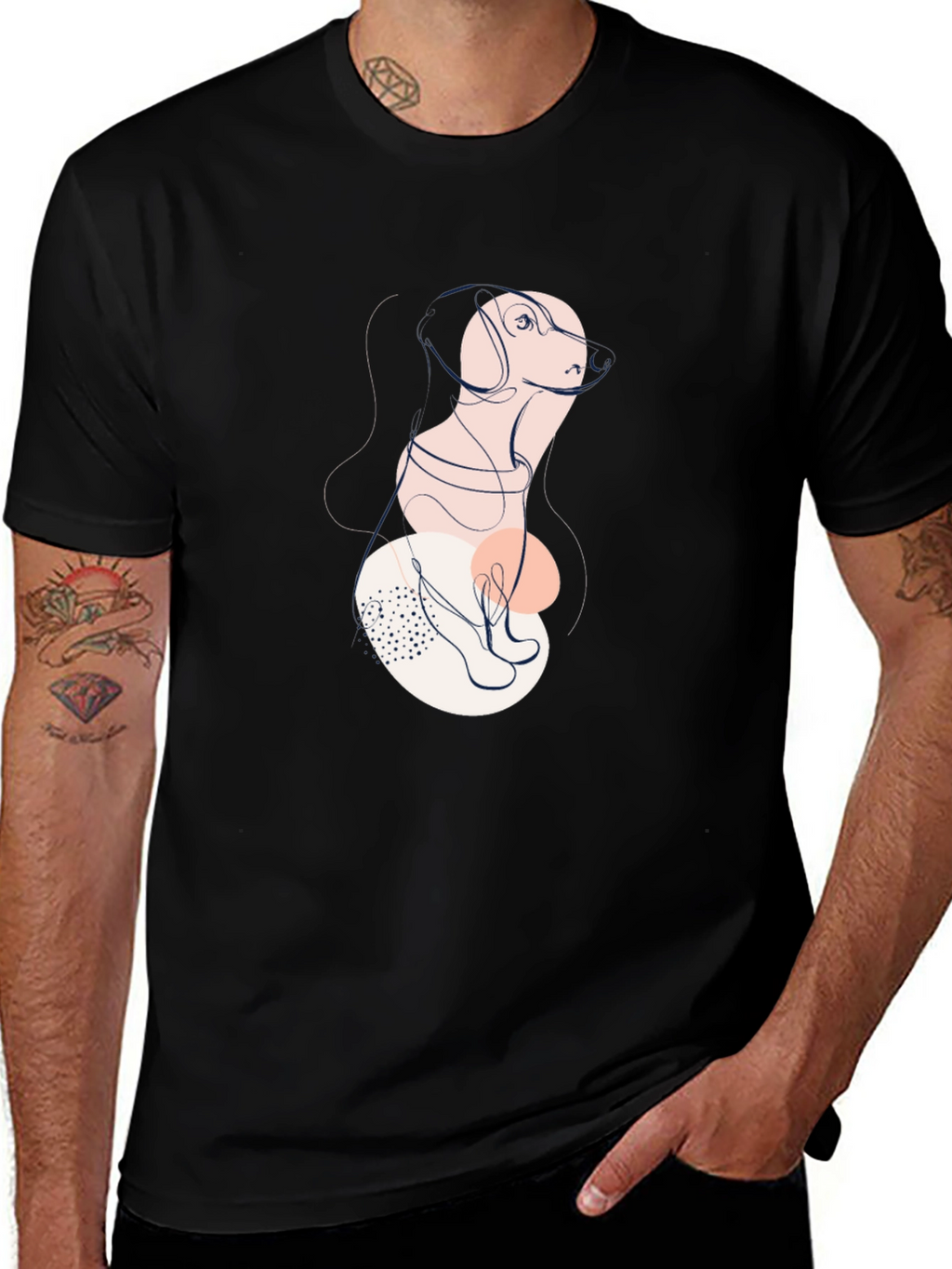 Abstract Dog Graphic Tee - Stylish Unisex Shirt
