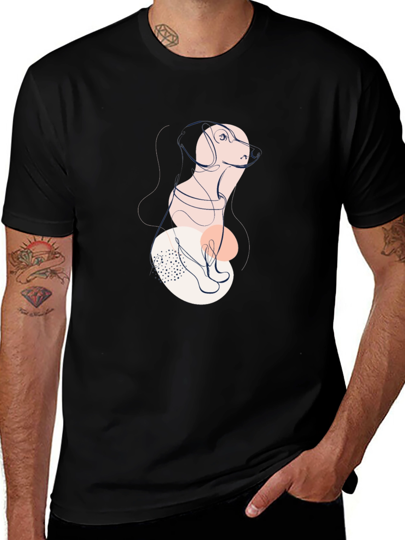 Abstract Dog Graphic Tee - Stylish Unisex Shirt