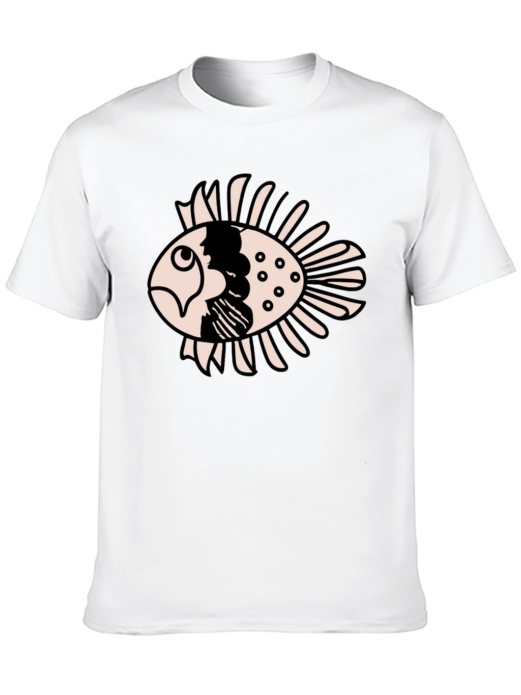 Black T-Shirt with Cartoon Fish Design