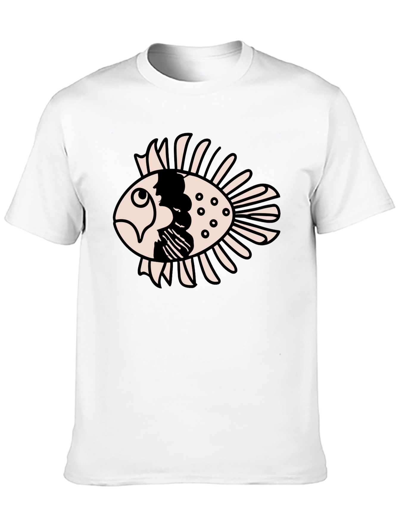 Black T-Shirt with Cartoon Fish Design