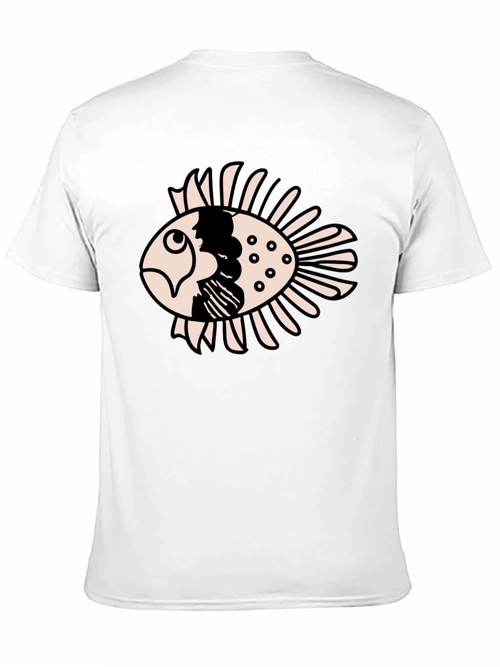 Black T-Shirt with Cartoon Fish Design