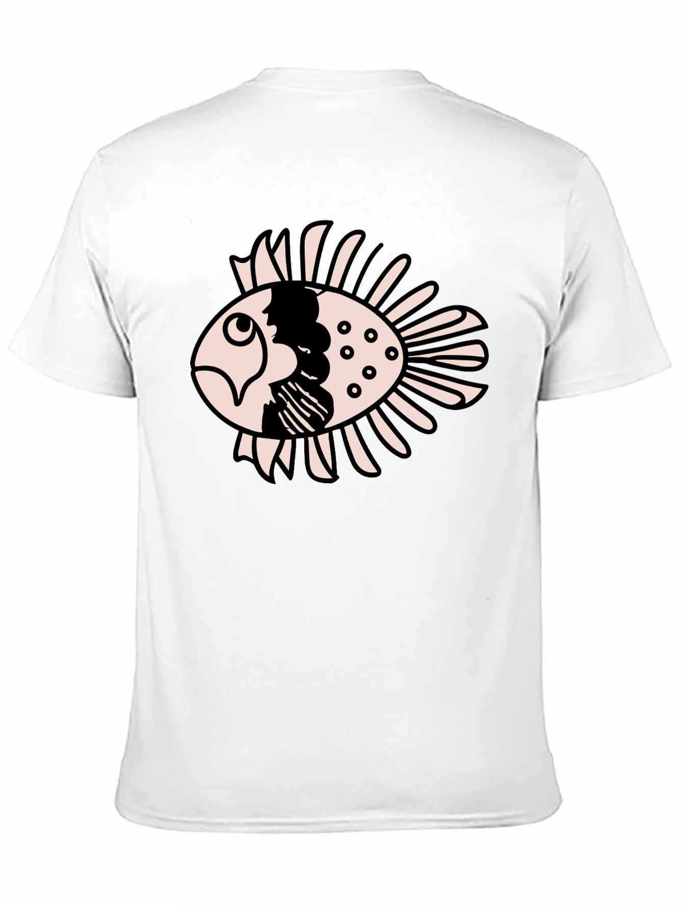 Black T-Shirt with Cartoon Fish Design
