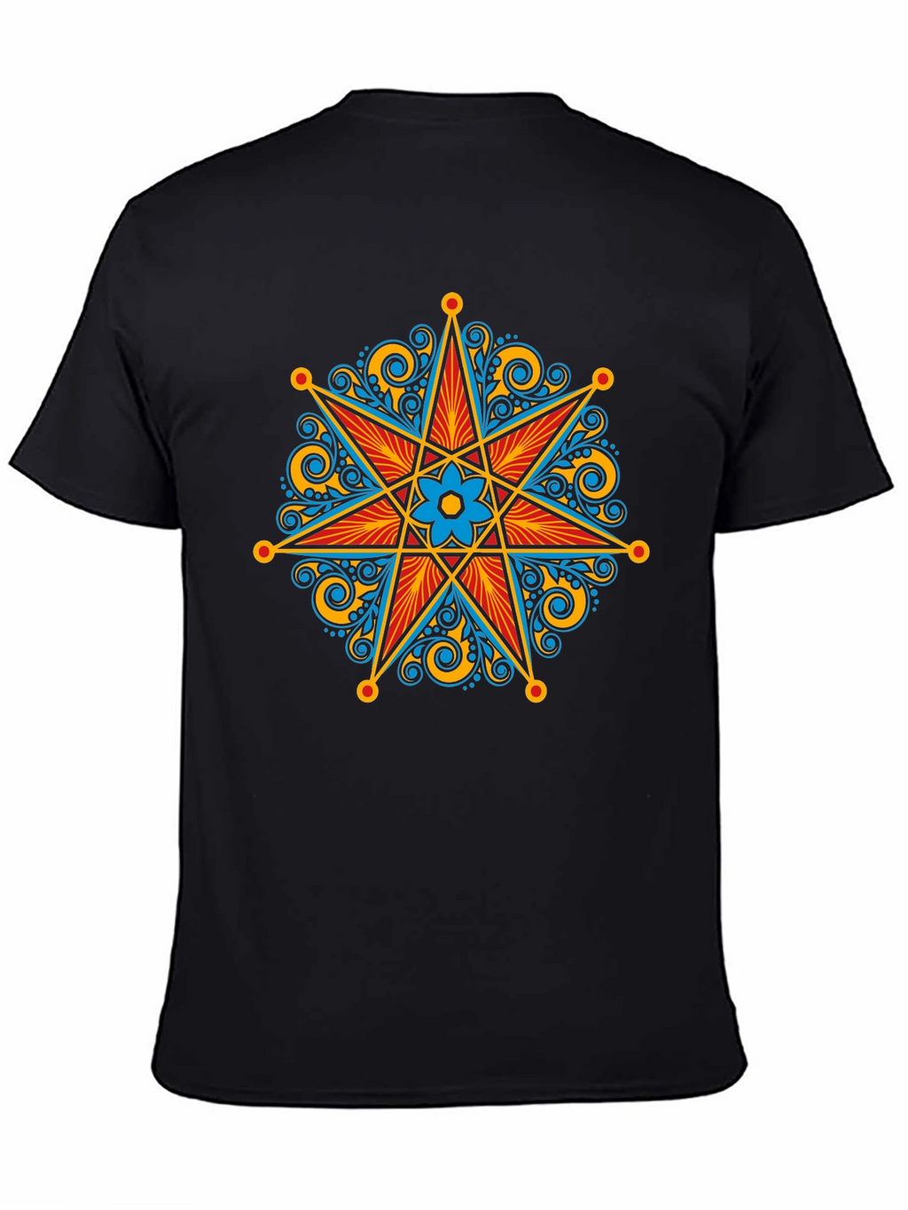 Ornate Star Design Black T-Shirt