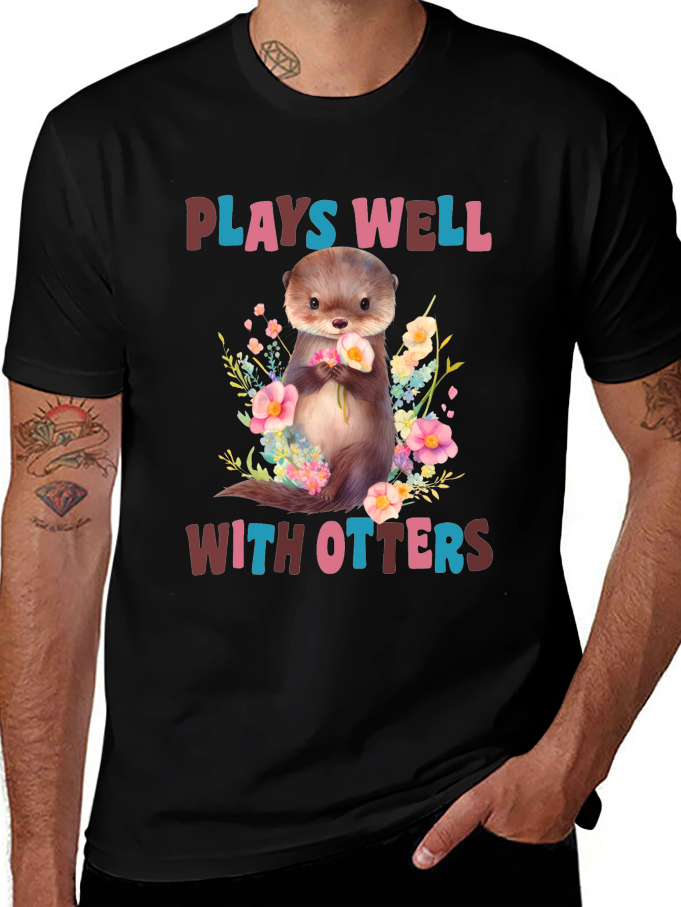 Plays Well With Otters T-Shirt - Cute Animal Graphic Tee