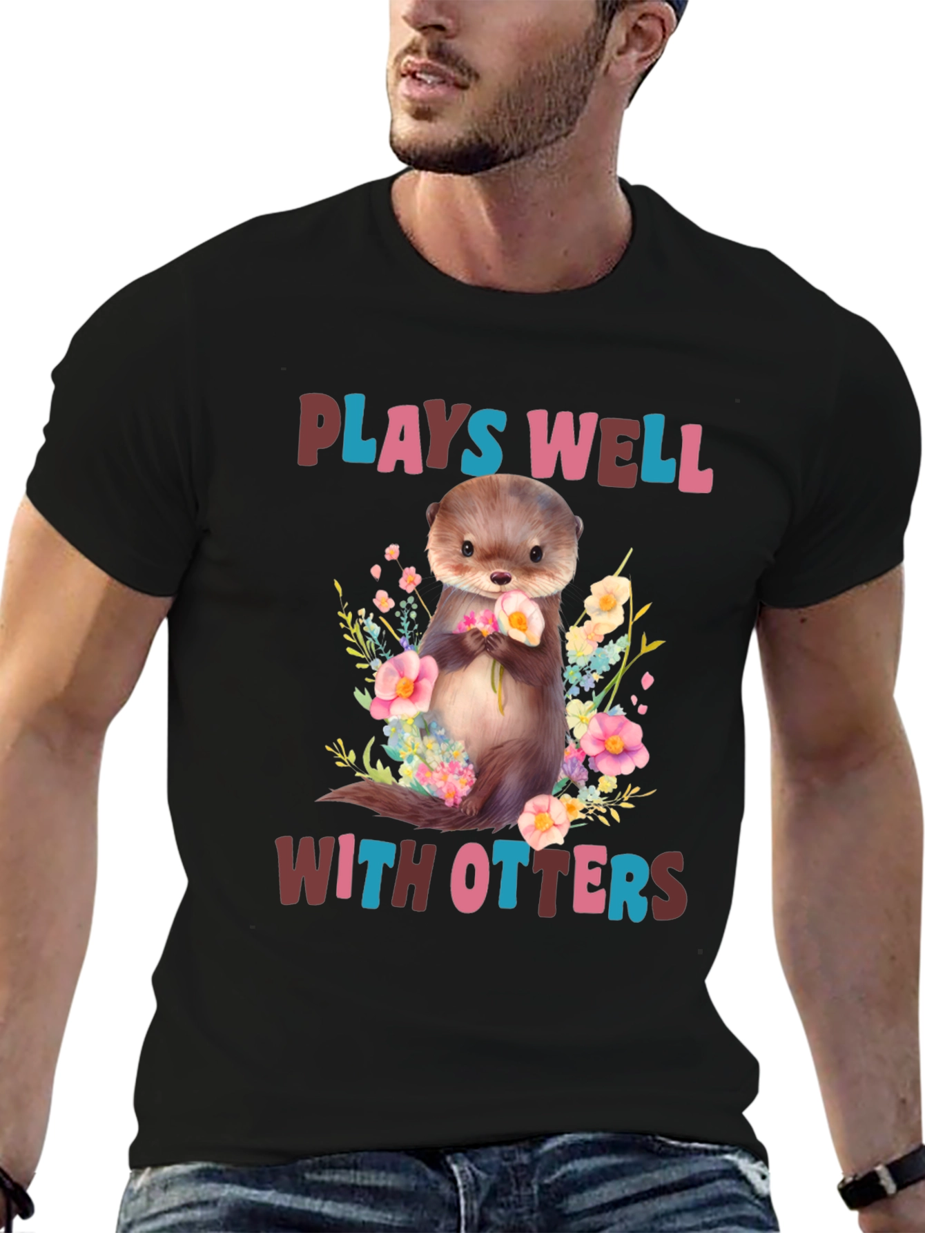 Plays Well With Otters T-Shirt - Cute Animal Graphic Tee