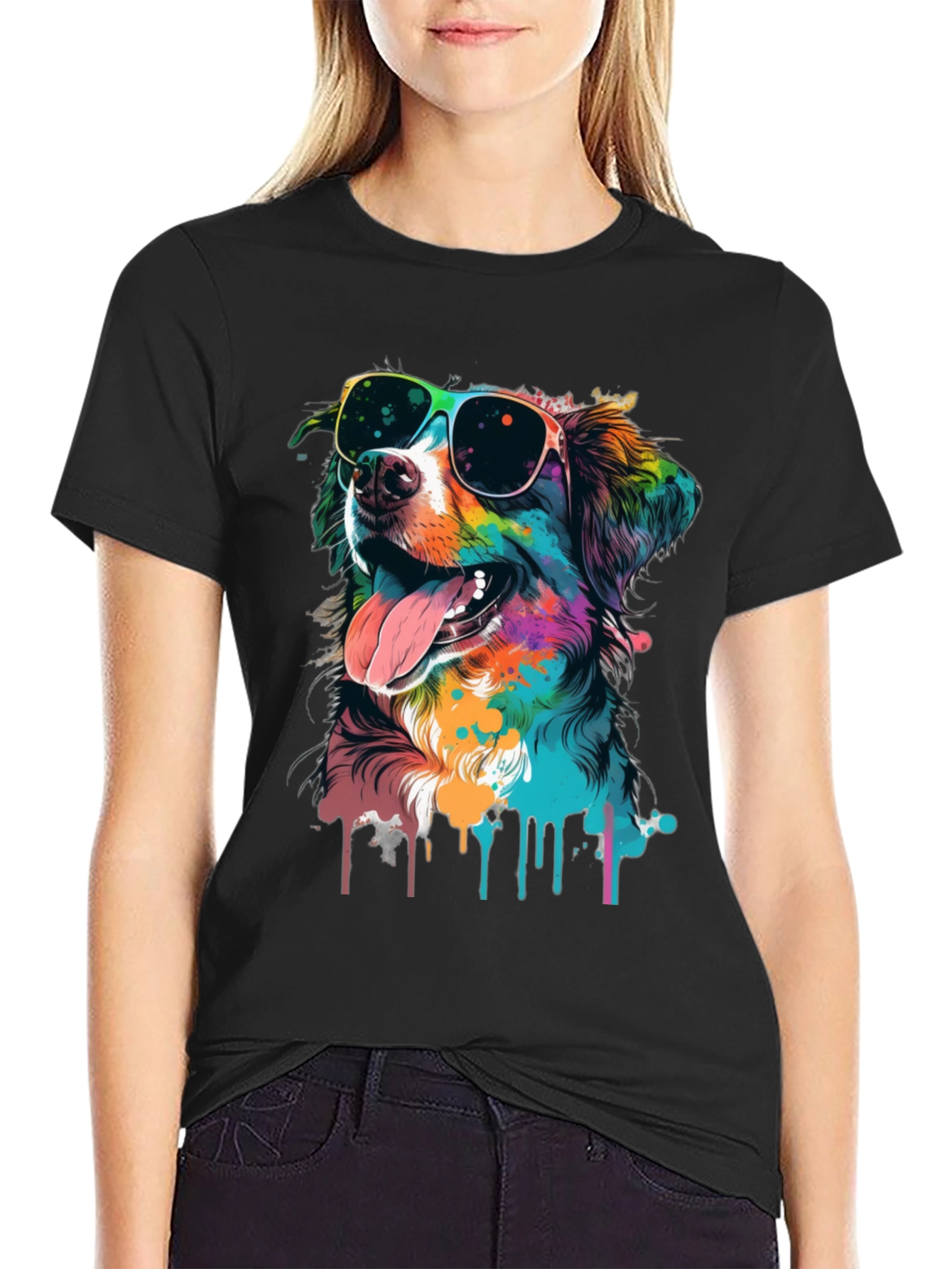 Cool Dog Colorful Art T-Shirt