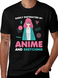 Easily Distracted By Anime Sketching T-Shirt