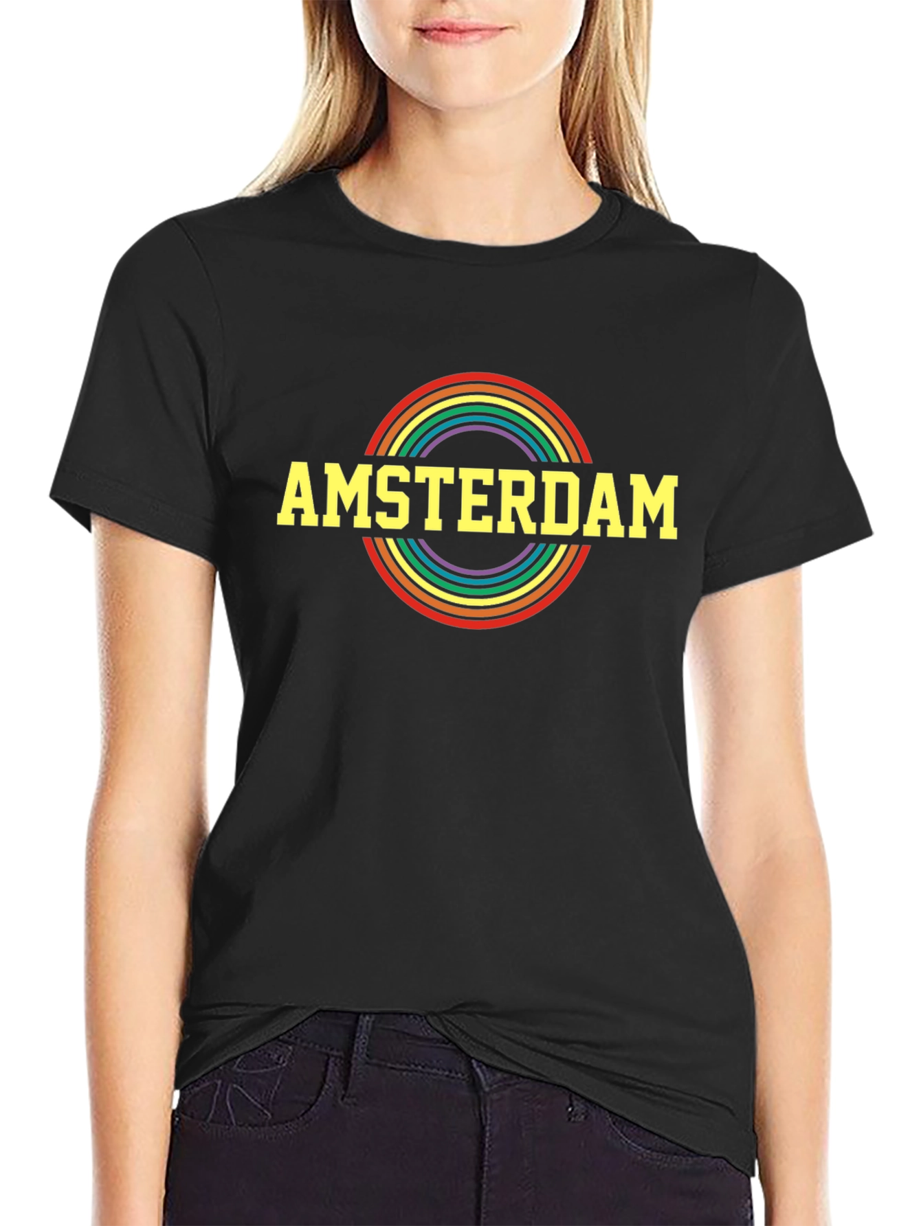 Amsterdam Pride Rainbow T-Shirt - Black