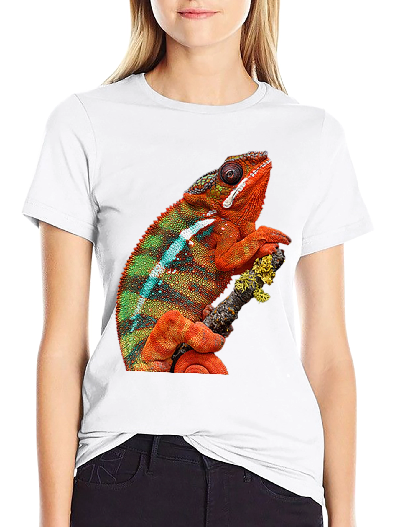 Chameleon Graphic Print Crew Neck T-Shirt