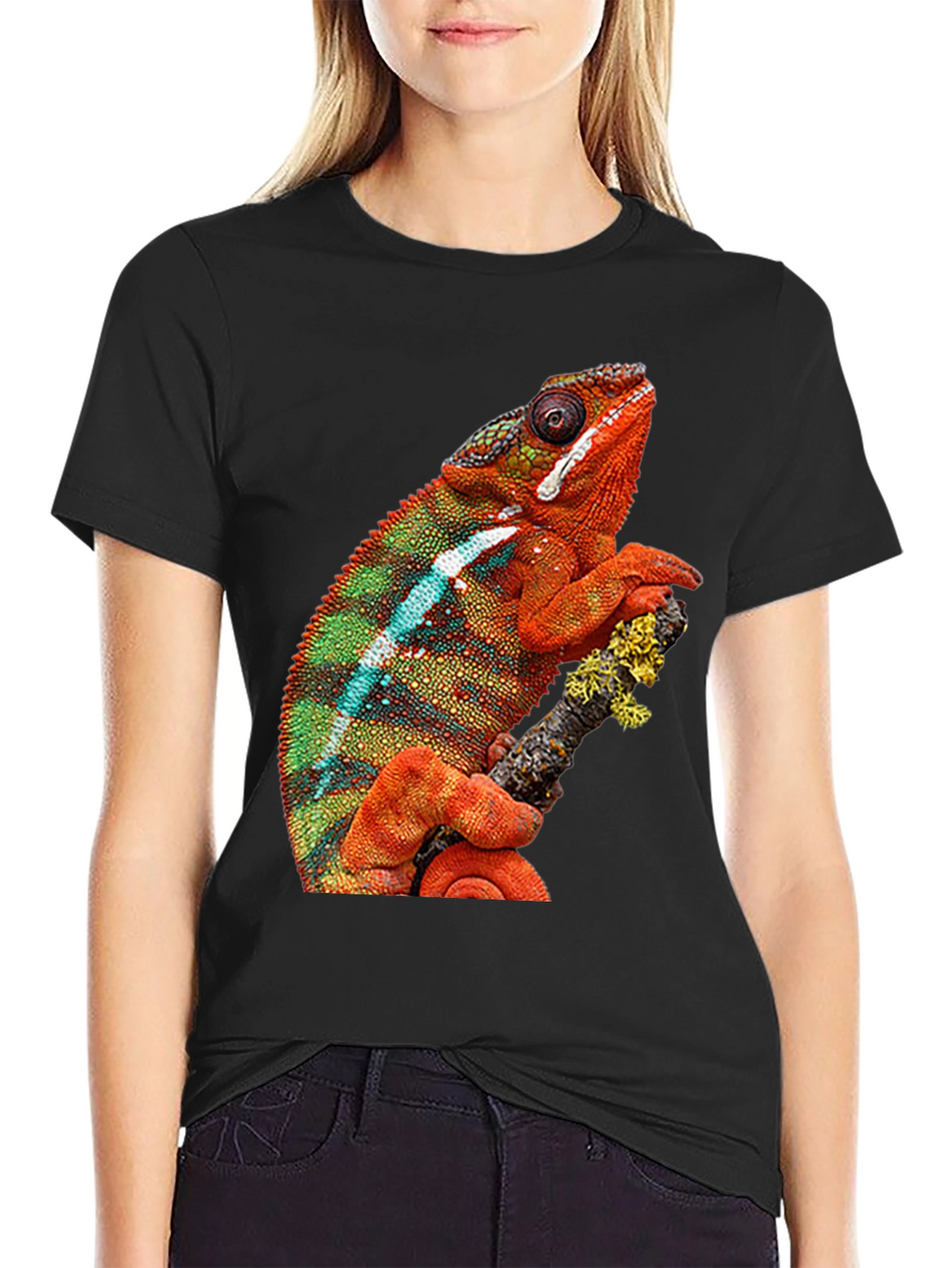 Chameleon Graphic Print Crew Neck T-Shirt