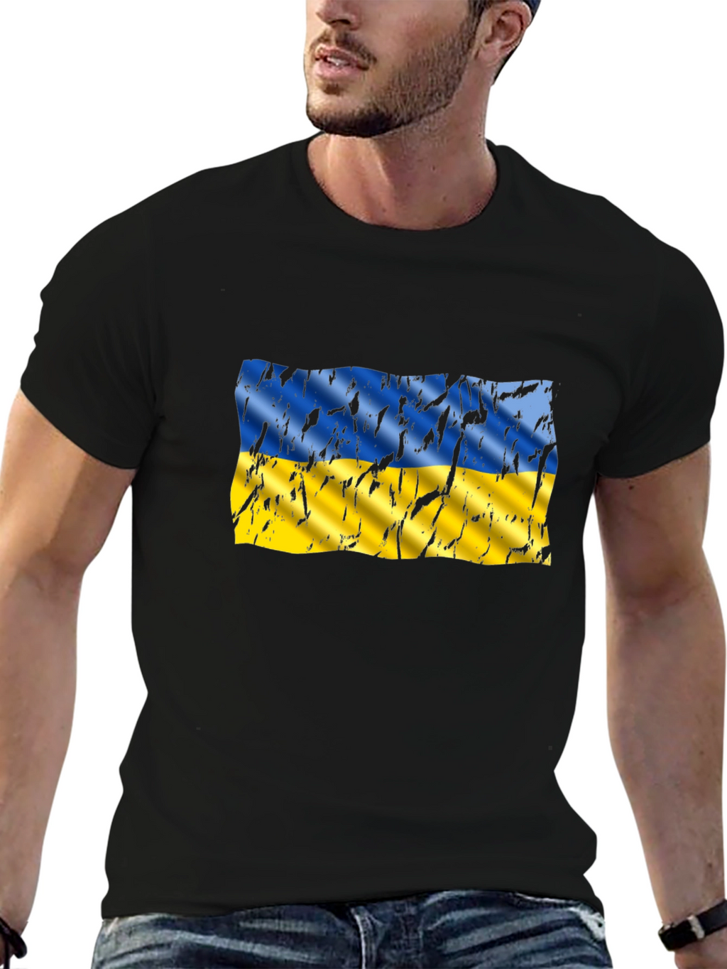 Ukraine Flag Distressed Graphic T-Shirt