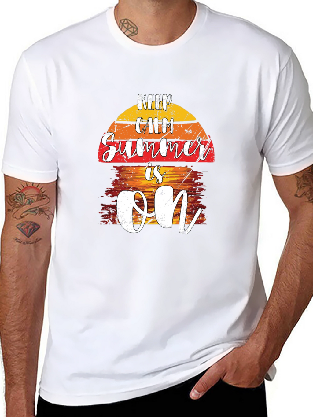 Keep Calm Summer Is On Black T-Shirt