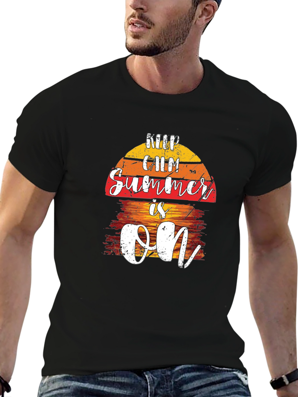 Keep Calm Summer Is On Black T-Shirt