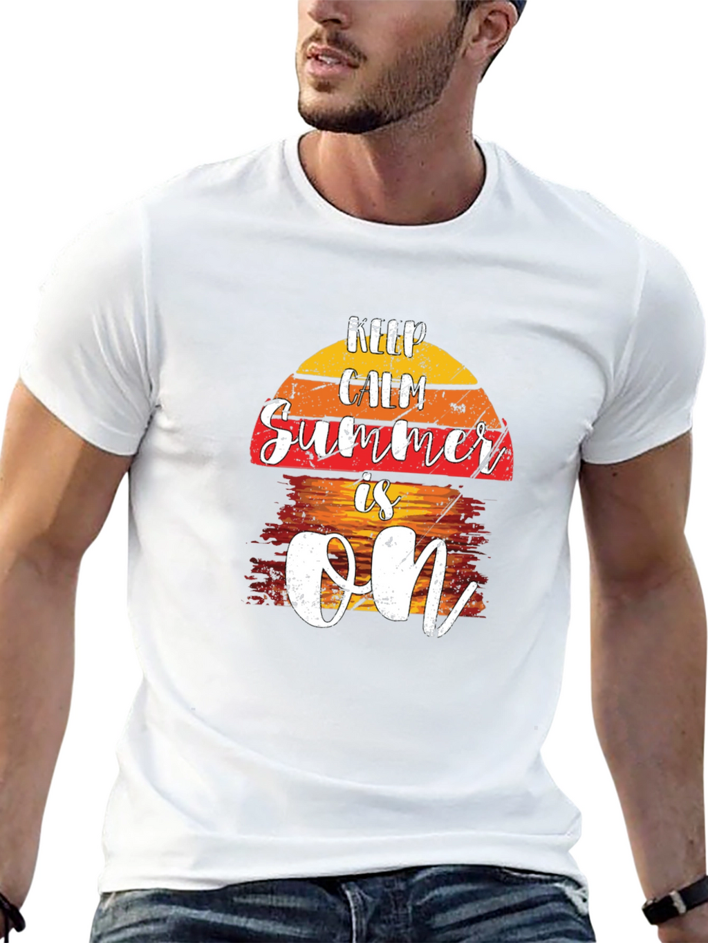 Keep Calm Summer Is On Black T-Shirt
