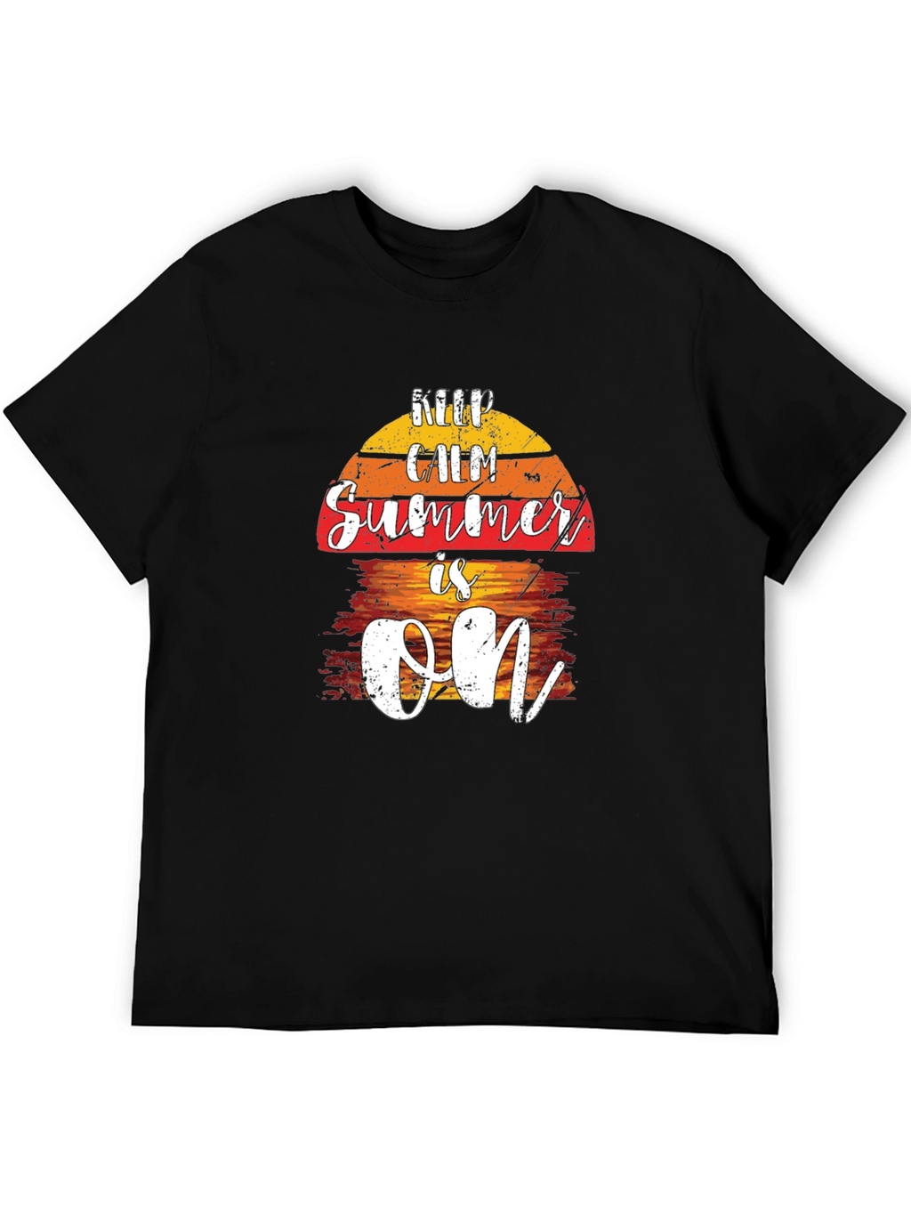Keep Calm Summer Is On Black T-Shirt