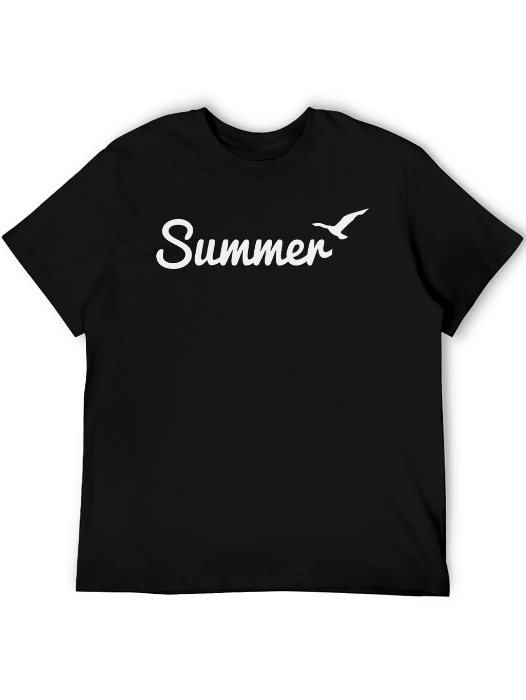 Summer T-Shirt - Black with Seagull Graphic