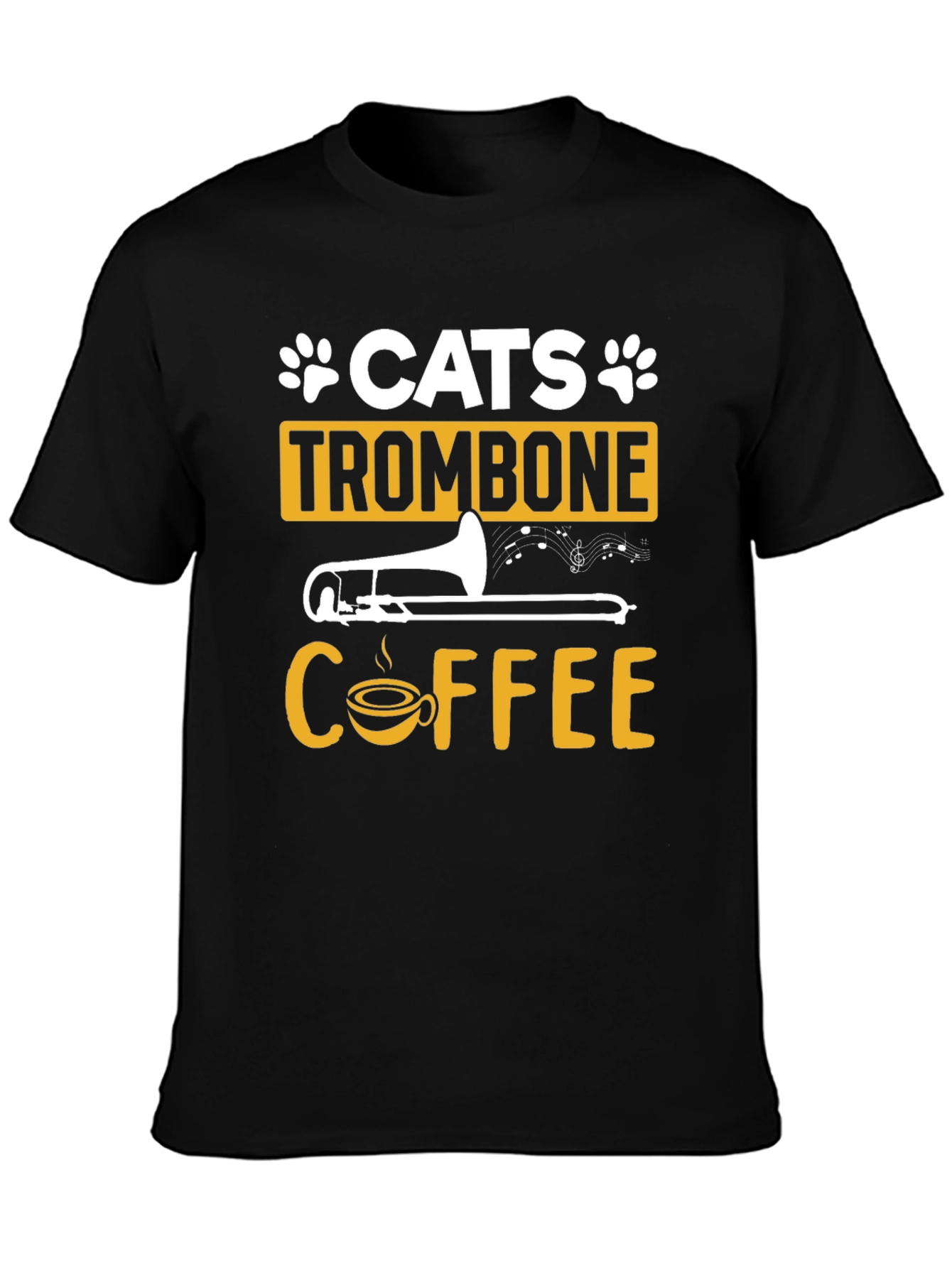 Cats Trombone Coffee Graphic T-Shirt