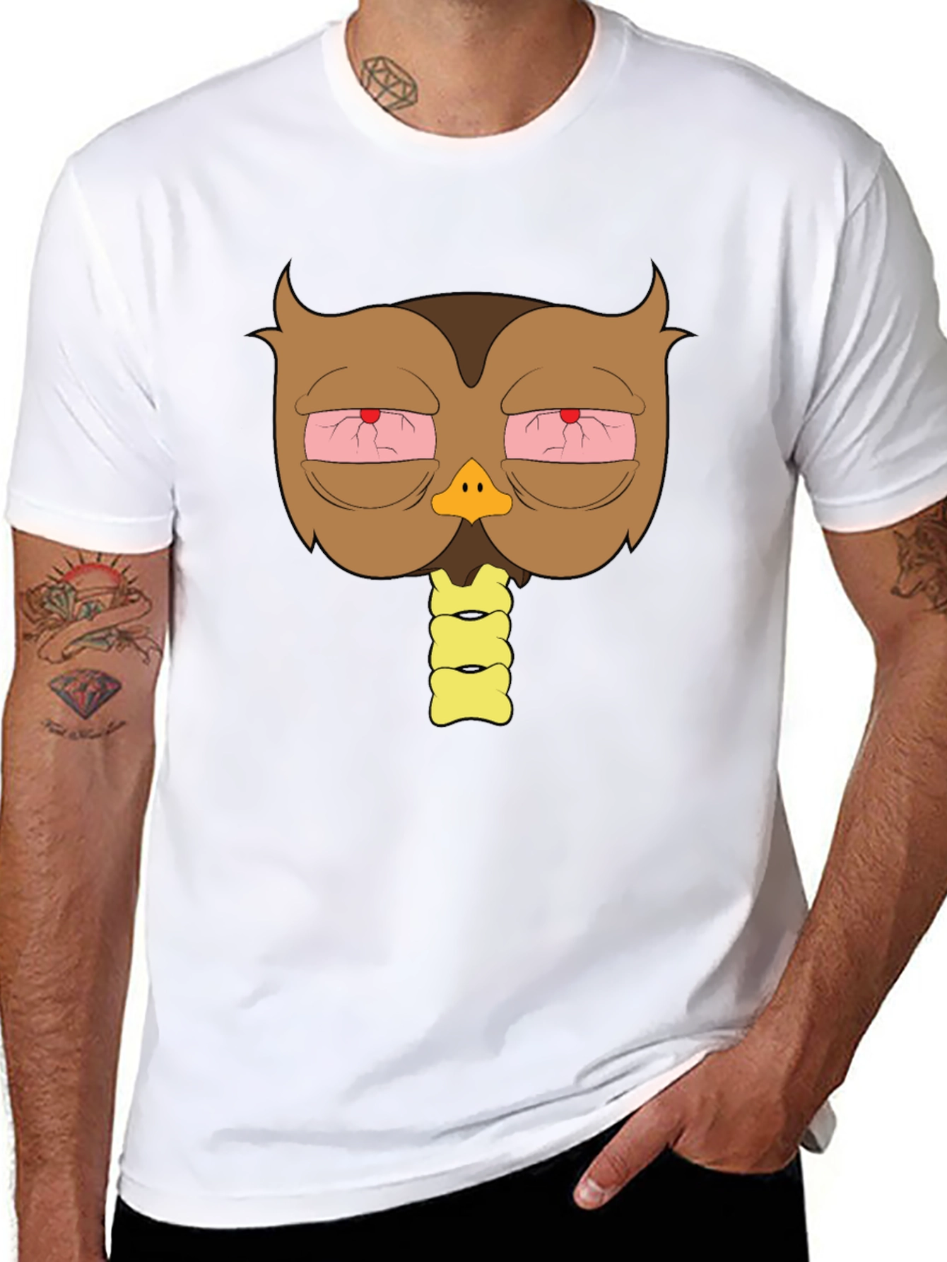Stoned Owl Graphic T-Shirt - Casual Black Tee