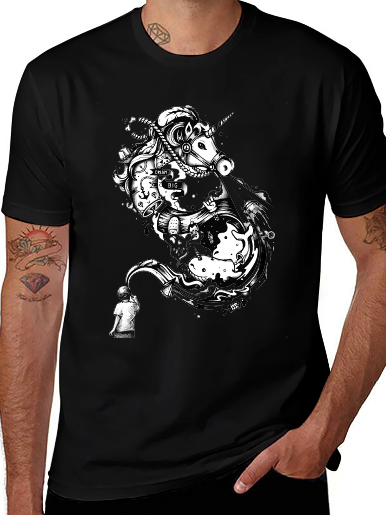 Unicorn Dreamer T-Shirt - Artistic Graphic Tee for Men