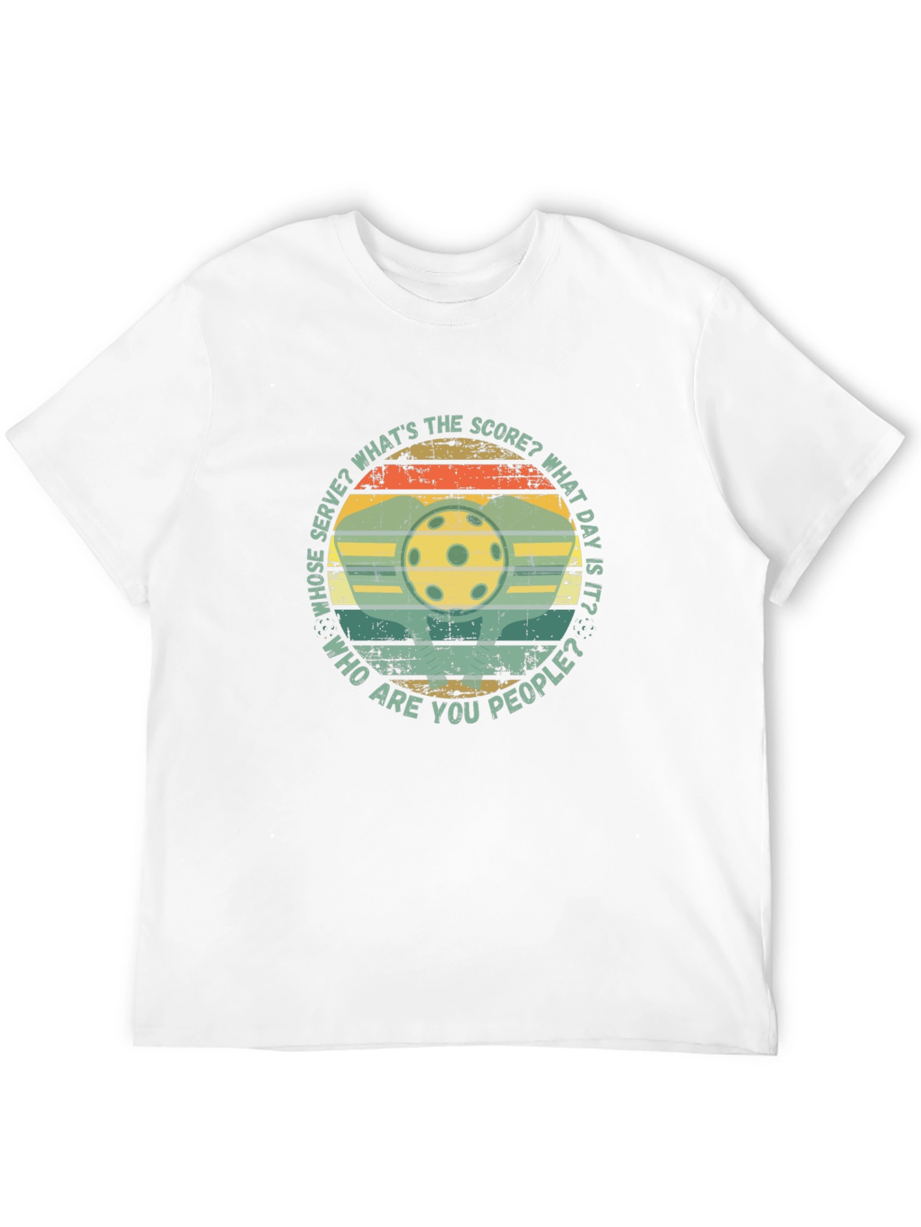 Pickleball Retro T-Shirt: Whose Serve? Whats The Score?