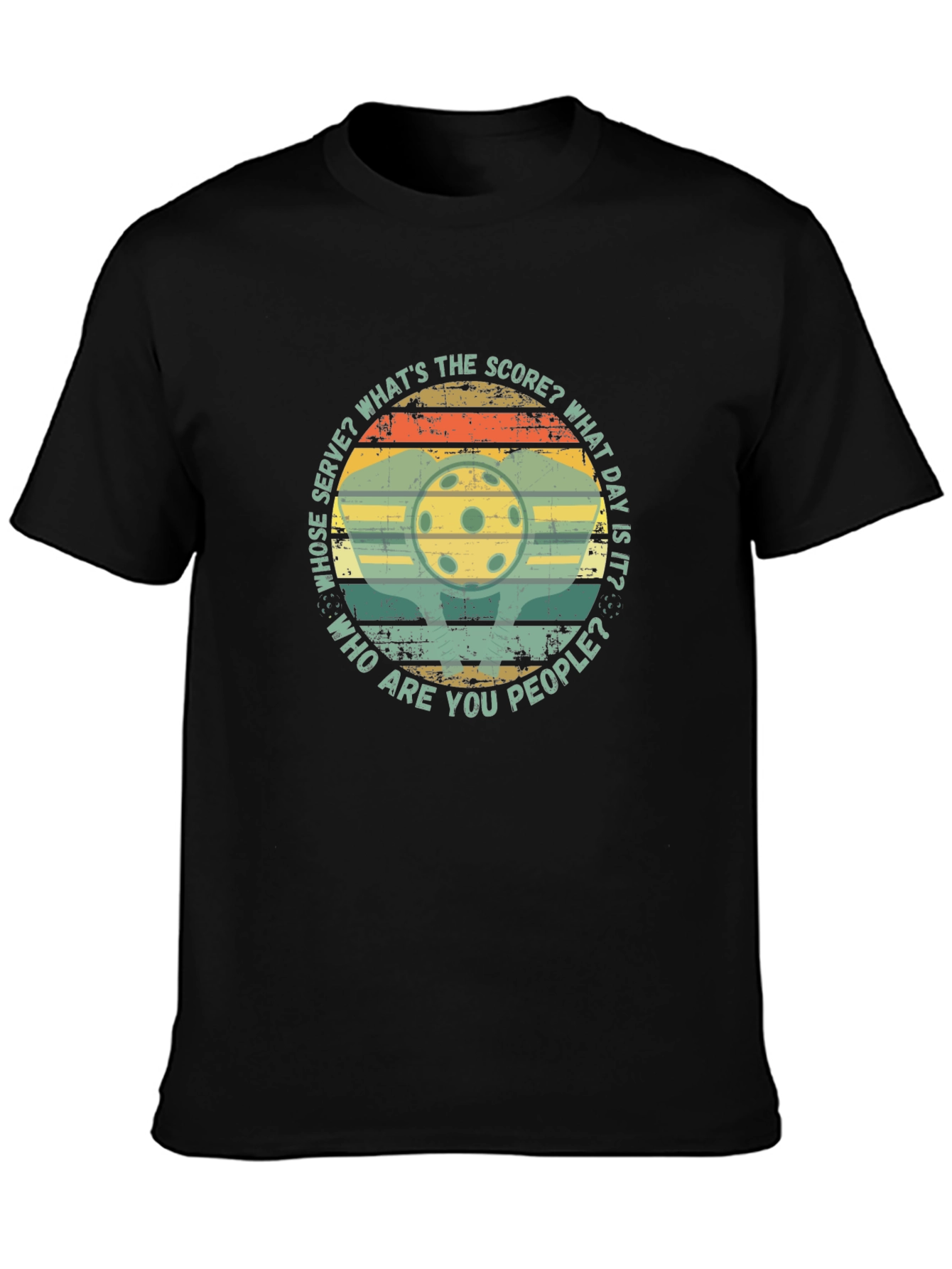 Pickleball Retro T-Shirt: Whose Serve? Whats The Score?