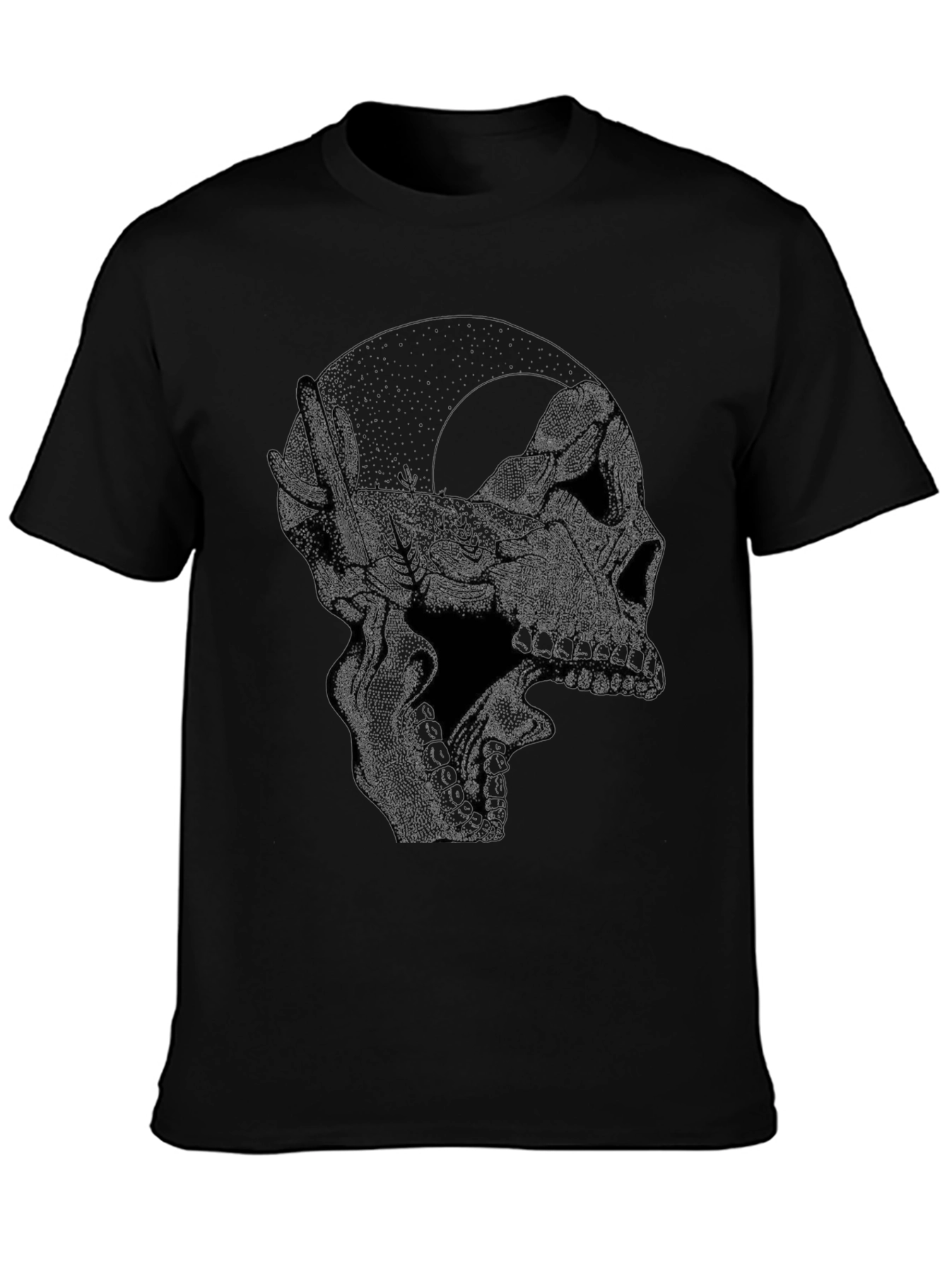 Skull Moon Graphic Black T-Shirt