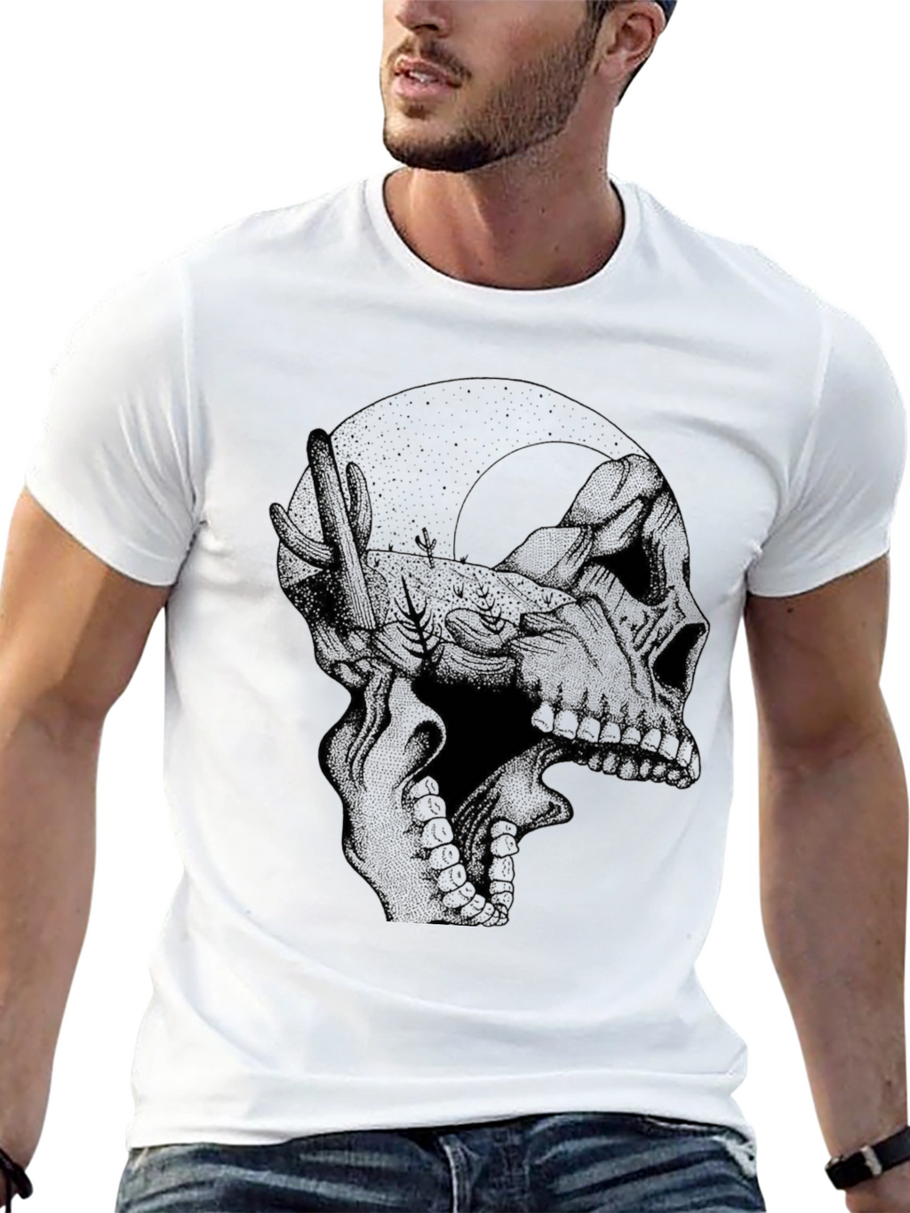 Skull Moon Graphic Black T-Shirt