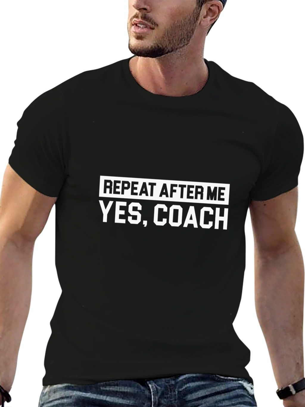 Repeat After Me Yes Coach Black T-Shirt