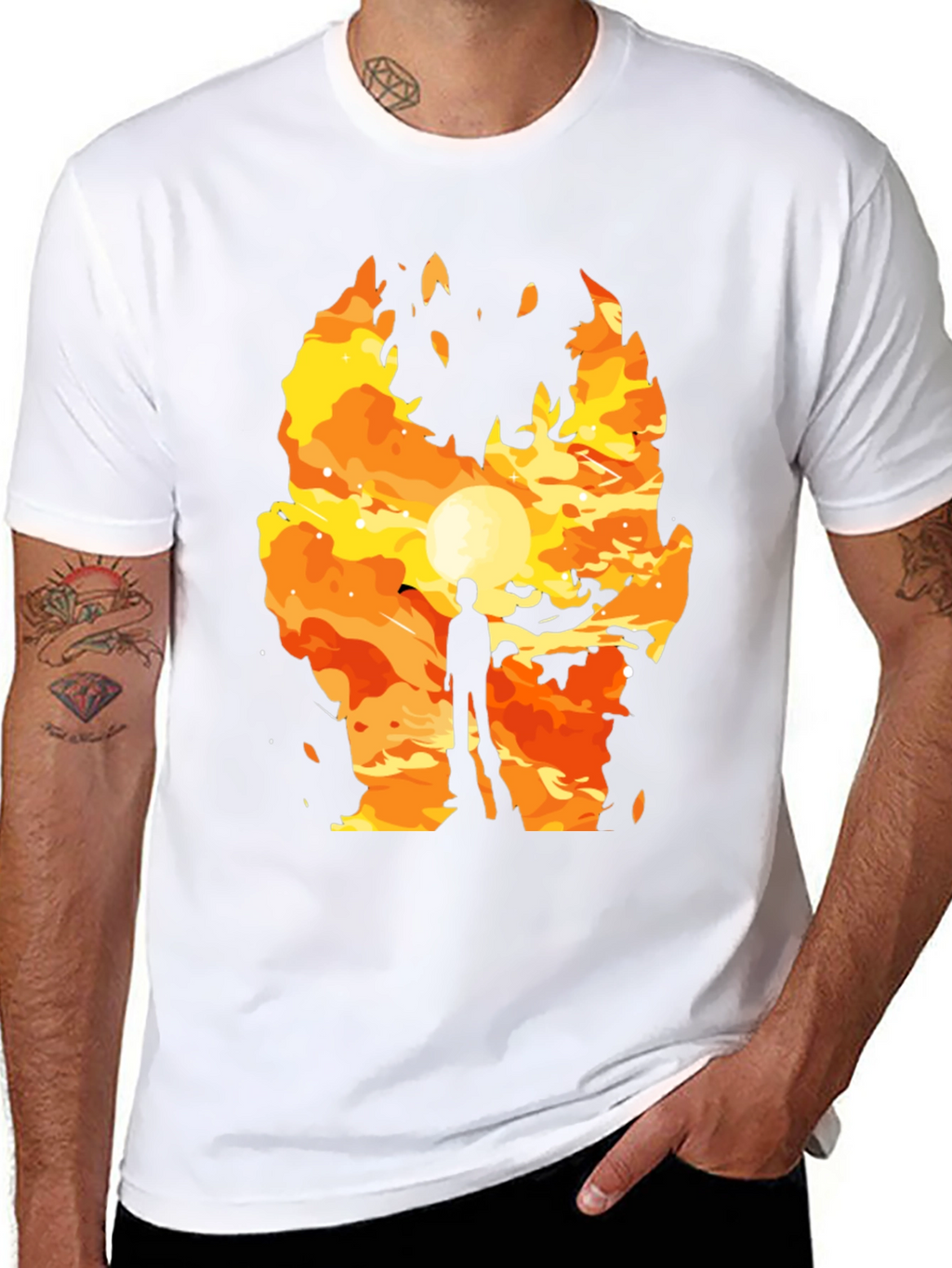 Fiery Silhouette Graphic T-Shirt