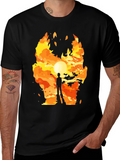 Fiery Silhouette Graphic T-Shirt