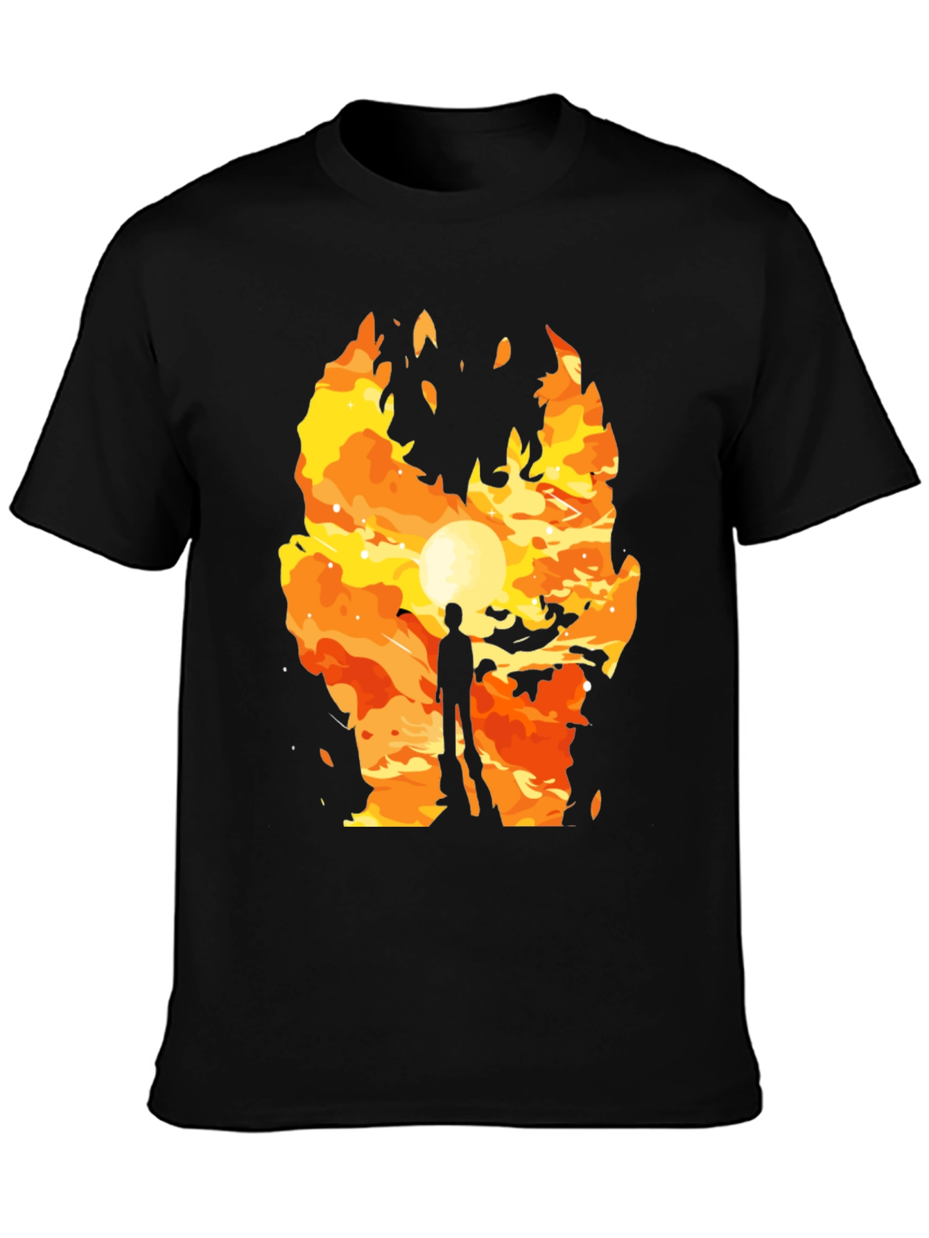 Fiery Silhouette Graphic T-Shirt