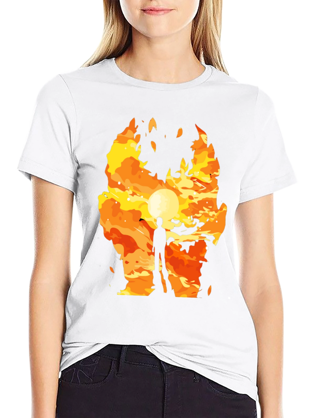 Fiery Silhouette Graphic T-Shirt