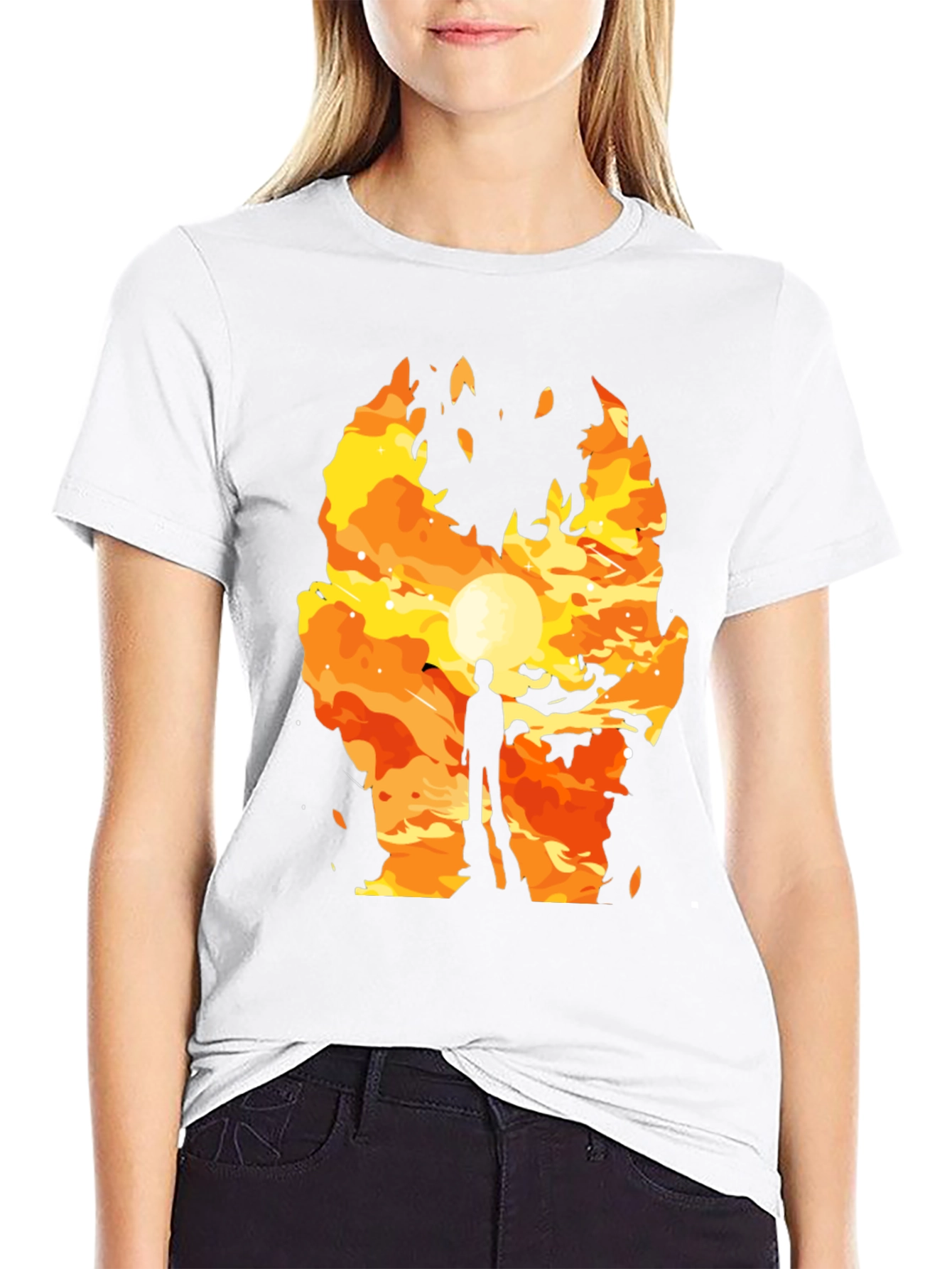 Fiery Silhouette Graphic T-Shirt