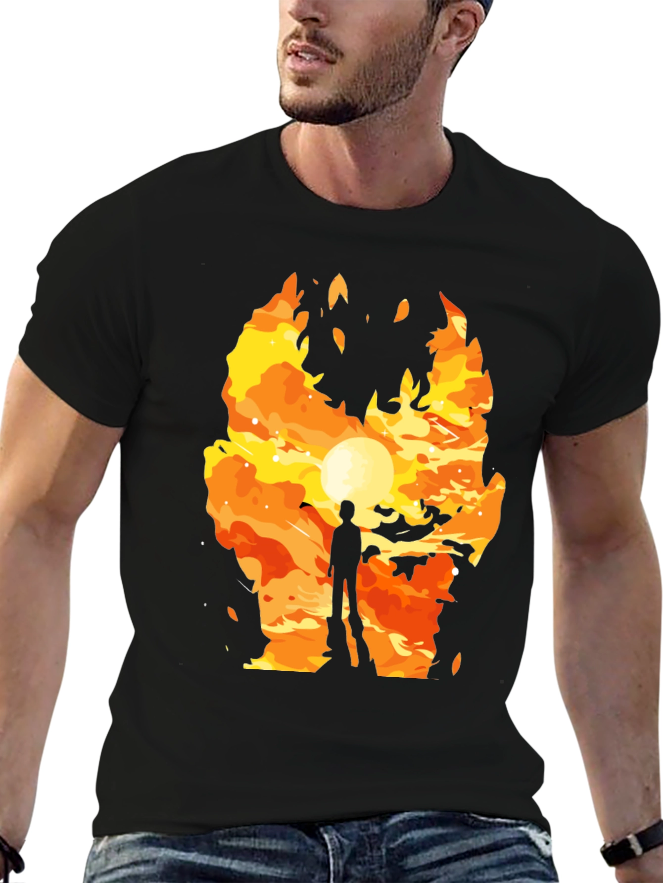 Fiery Silhouette Graphic T-Shirt