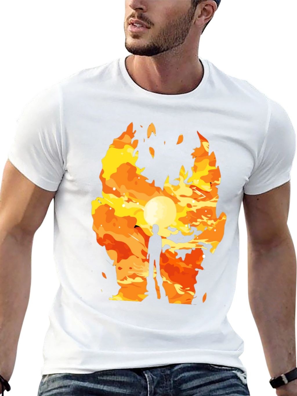 Fiery Silhouette Graphic T-Shirt