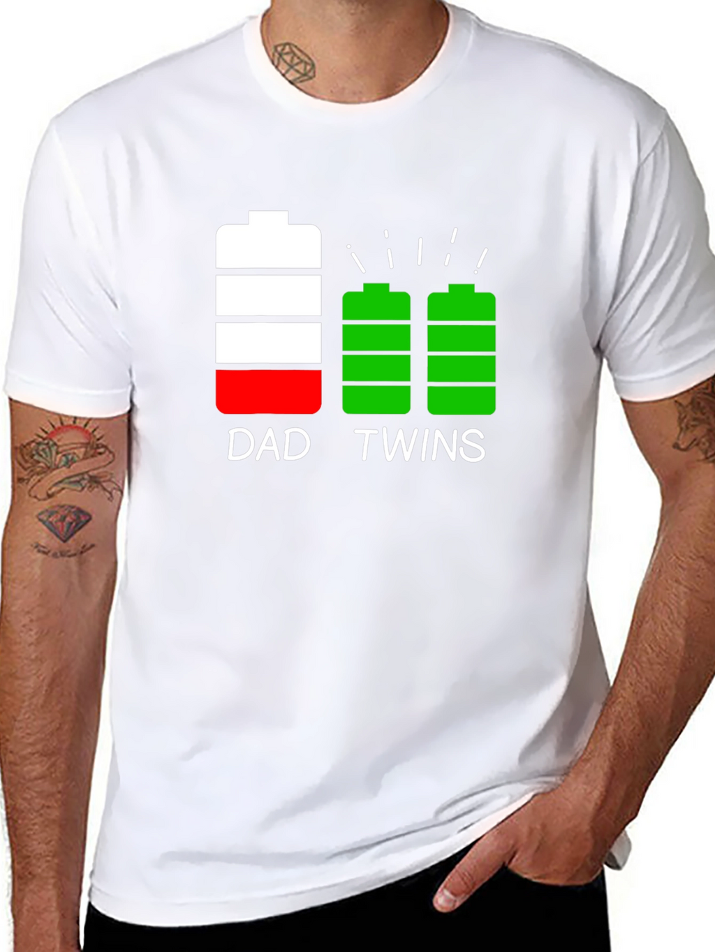 Dad Twins Battery T-Shirt