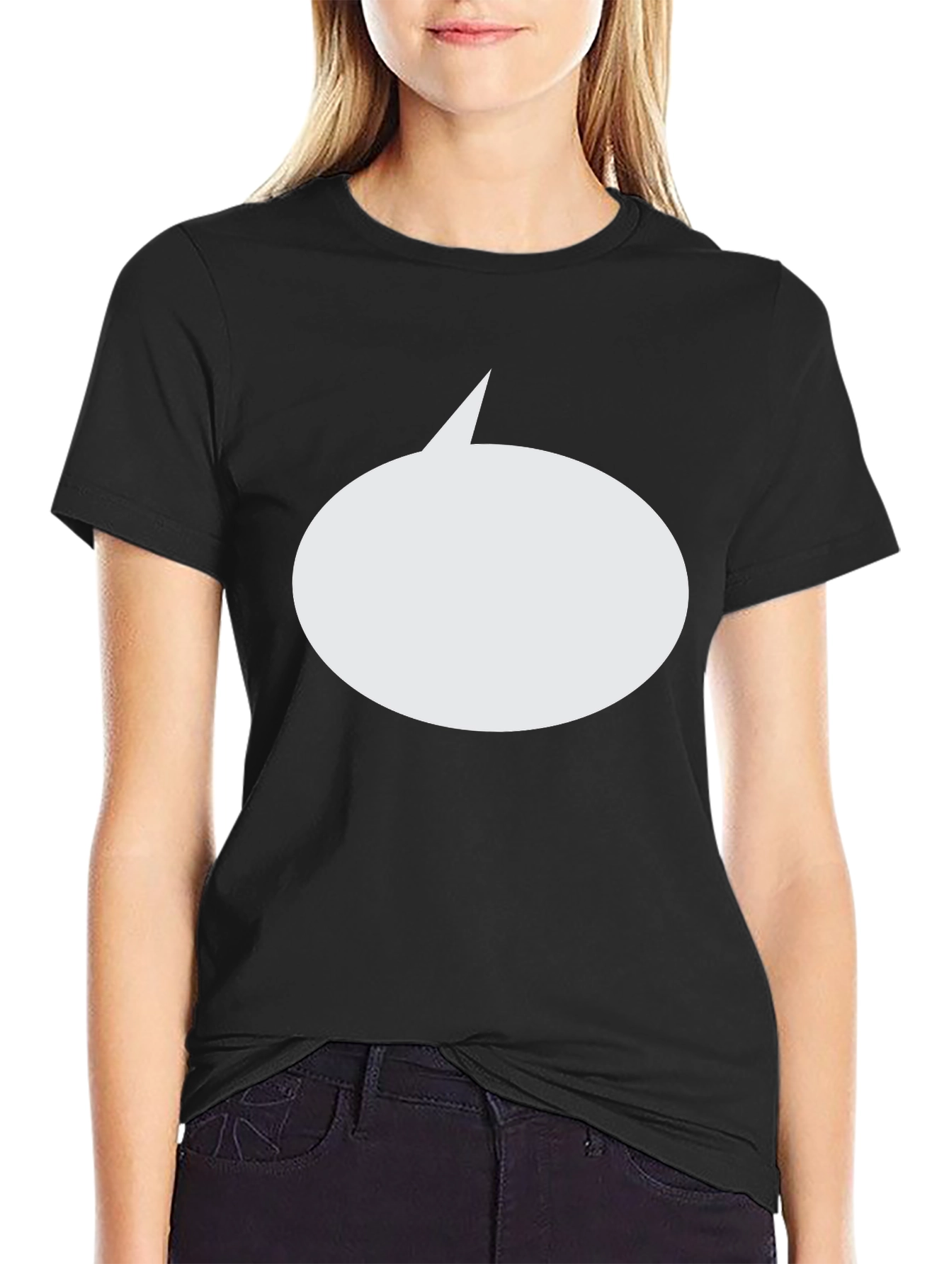Mens Black T-Shirt with Blank Speech Bubble Design
