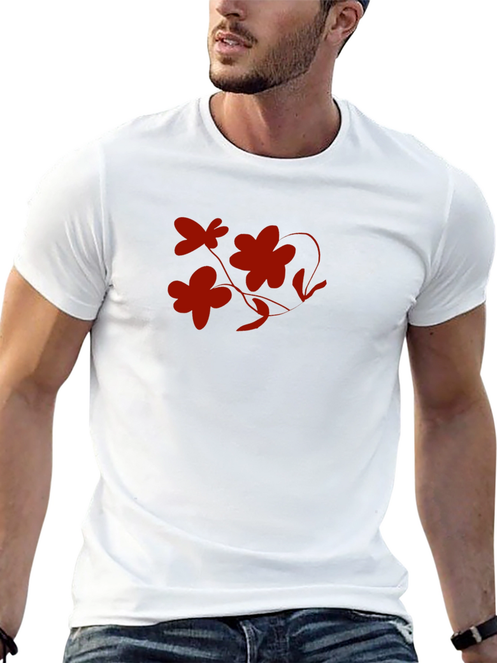 Floral Graphic Print T-Shirt - Black