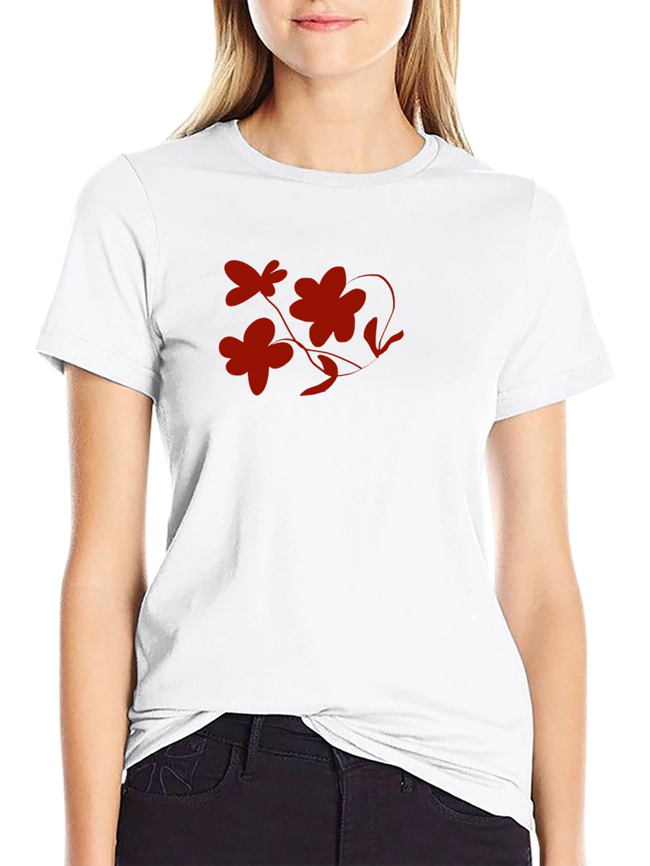 Floral Graphic Print T-Shirt - Black