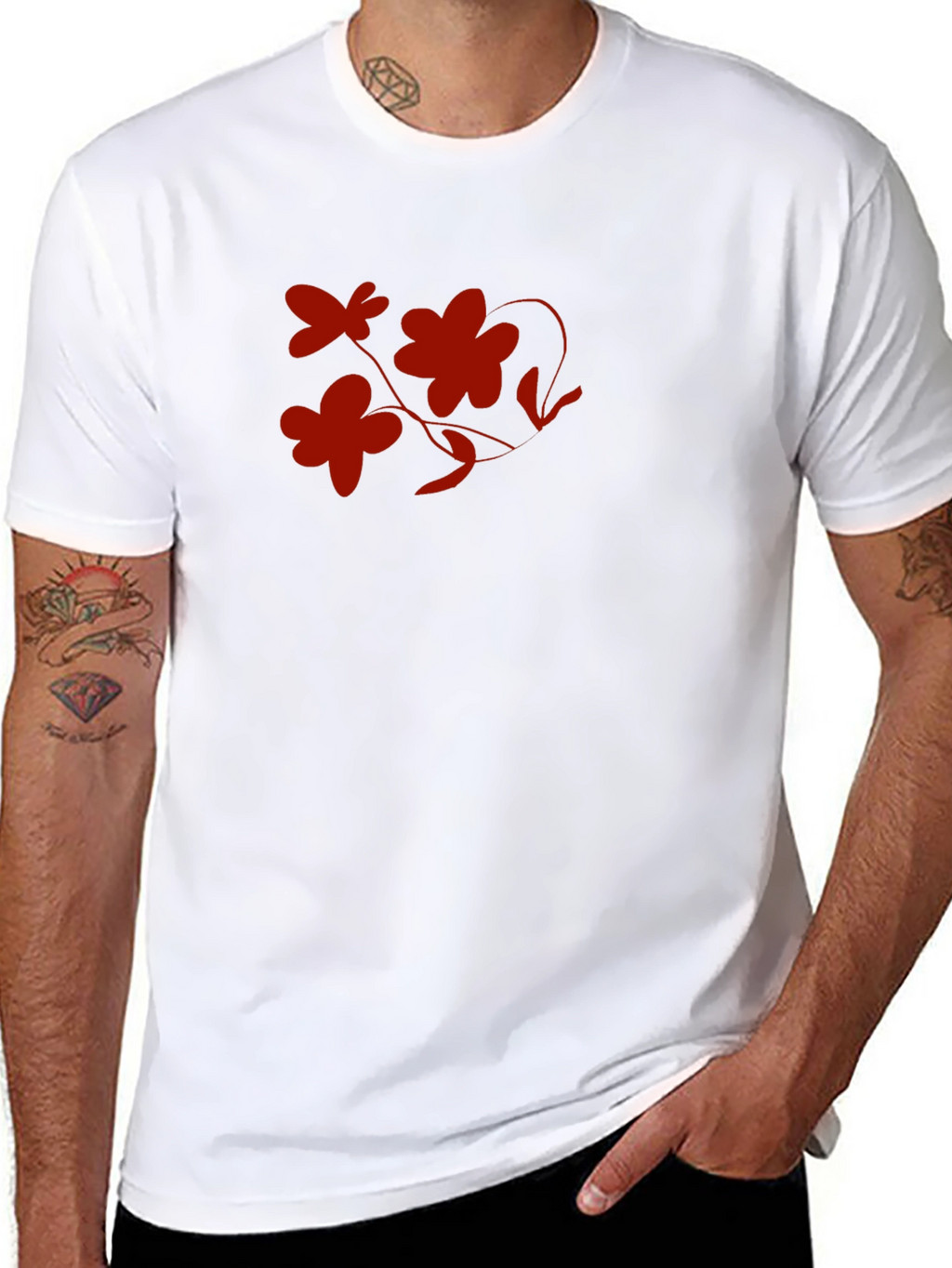 Floral Graphic Print T-Shirt - Black