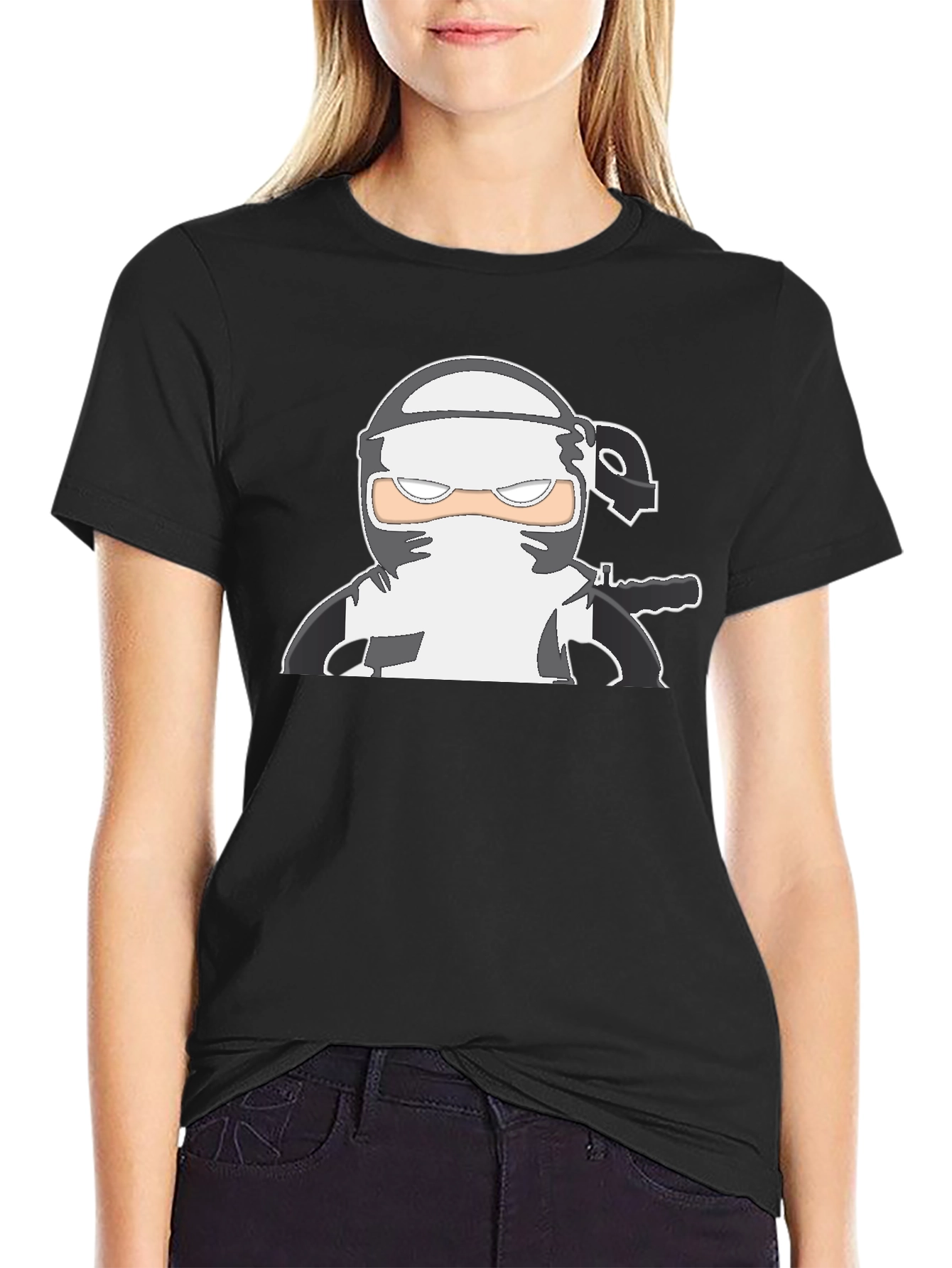 Ninja Graphic Print Black T-Shirt