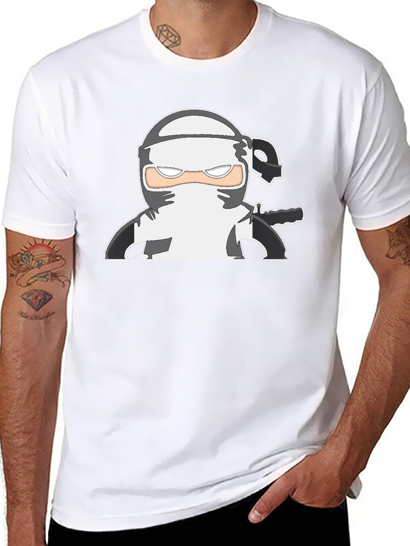 Ninja Graphic Print Black T-Shirt