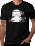Ninja Graphic Print Black T-Shirt