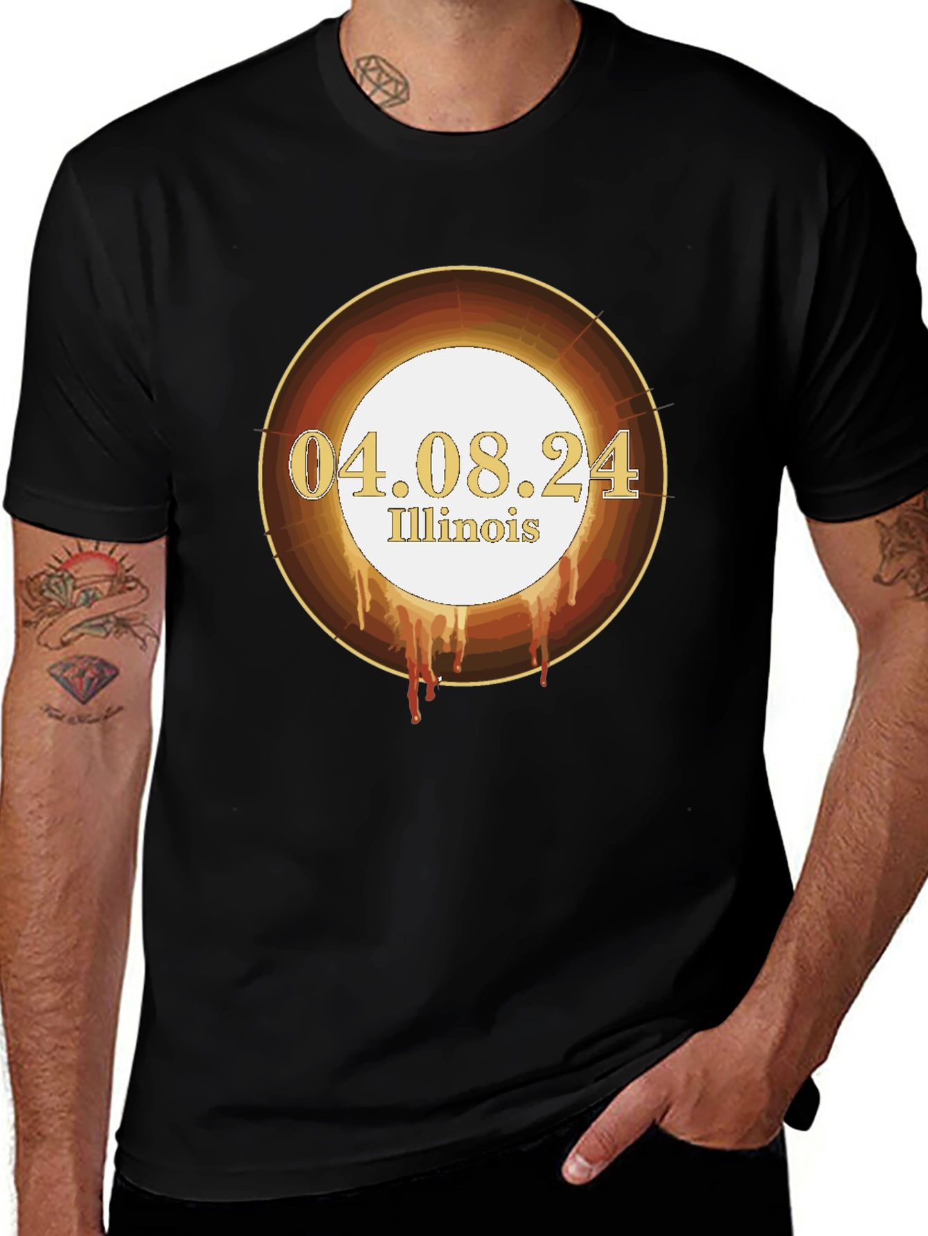 Illinois Solar Eclipse T-Shirt - April 8th 2024
