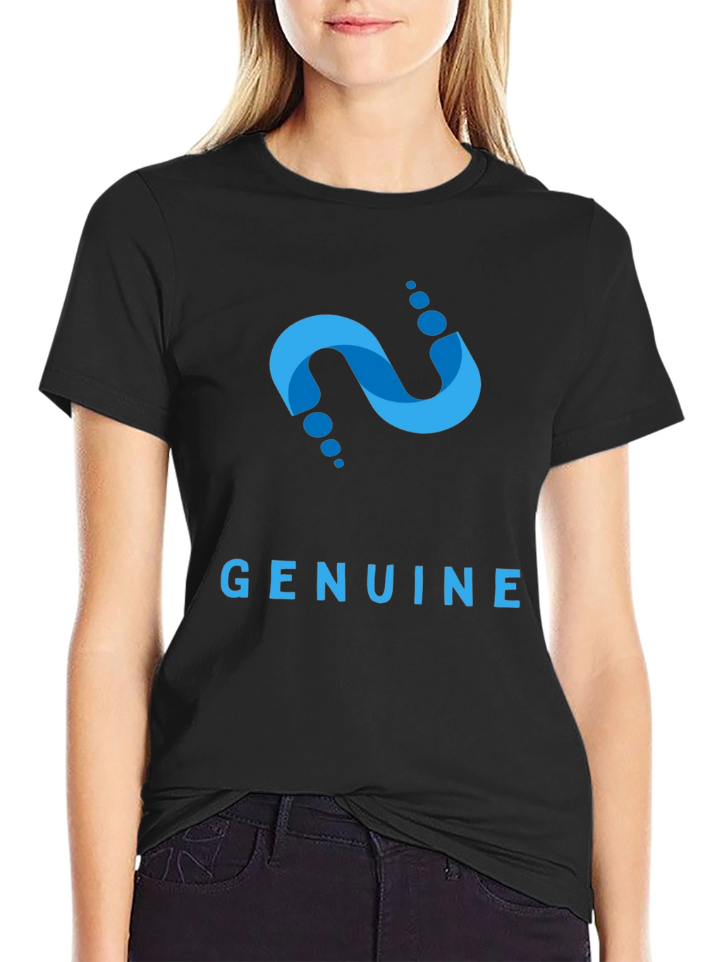 Genuine Graphic Tee - Stylish Blue Design Soft Cotton