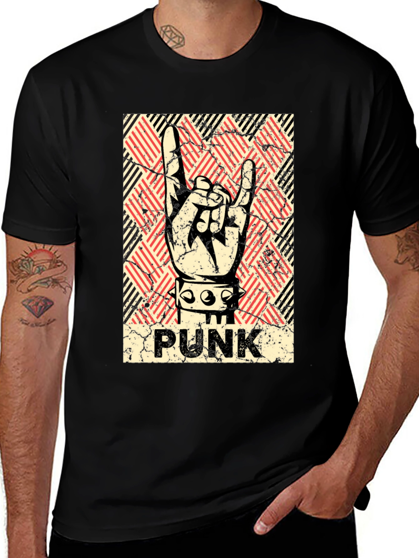 Punk Rock Hand Sign T-Shirt - Black