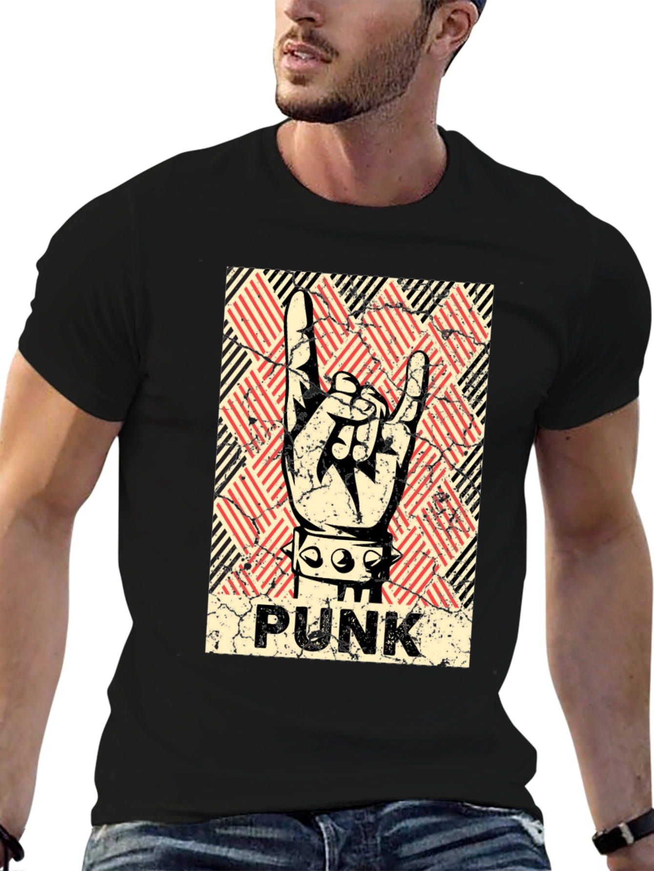 Punk Rock Hand Sign T-Shirt - Black