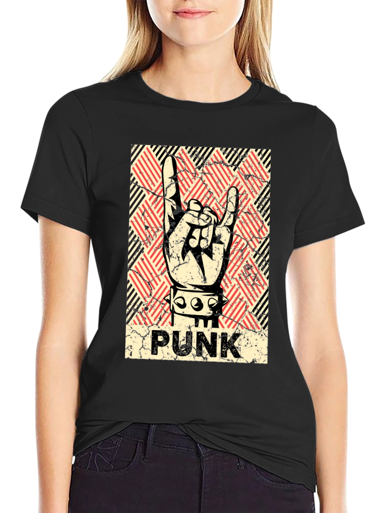 Punk Rock Hand Sign T-Shirt - Black