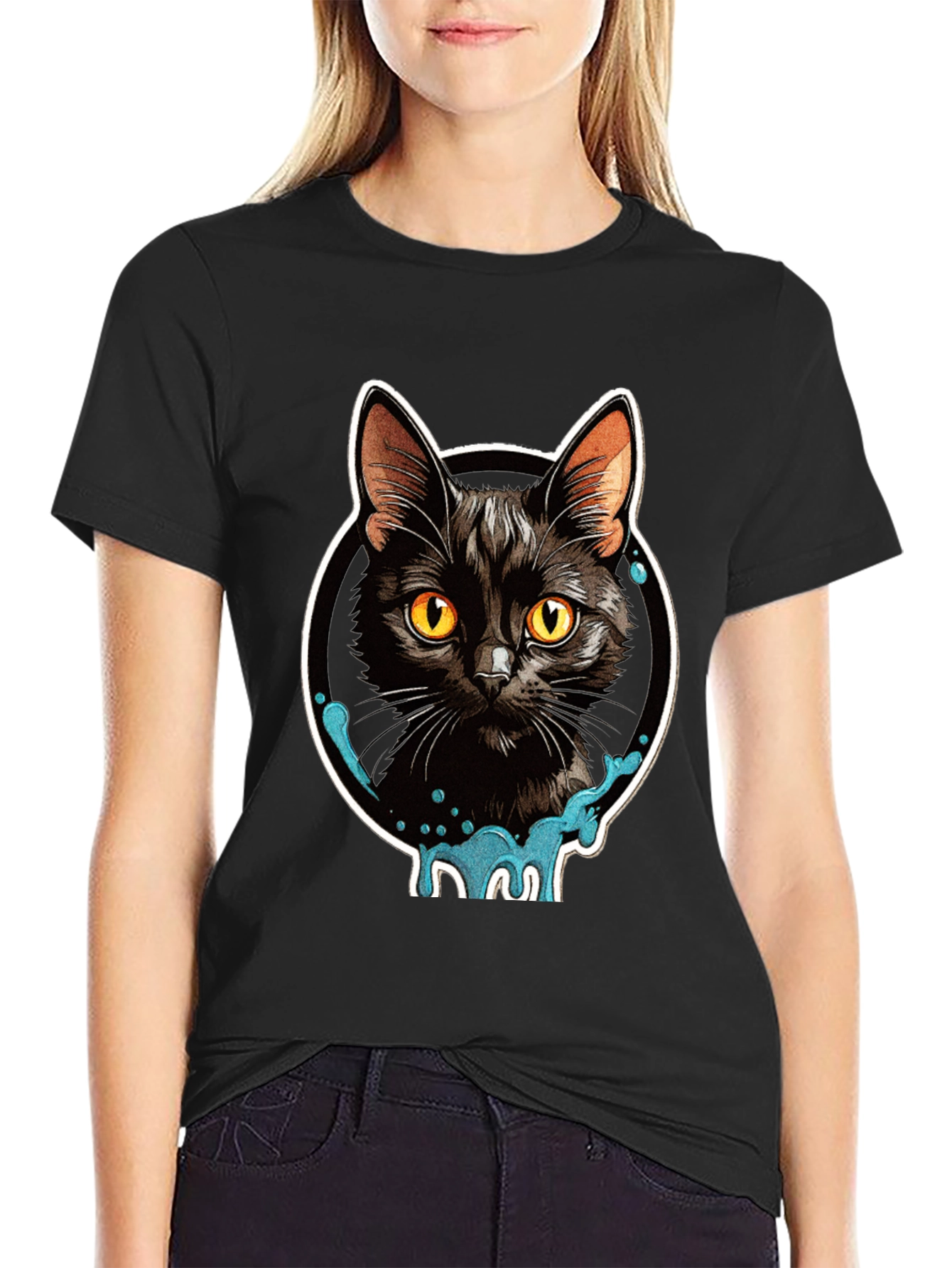 Black Cat Graphic T-Shirt - Mens Casual Tee